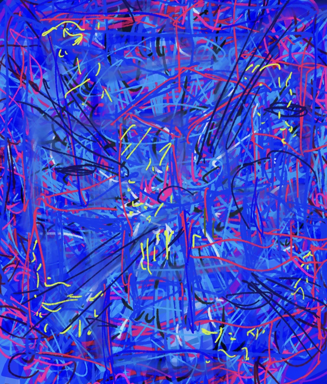 Blau in Rot